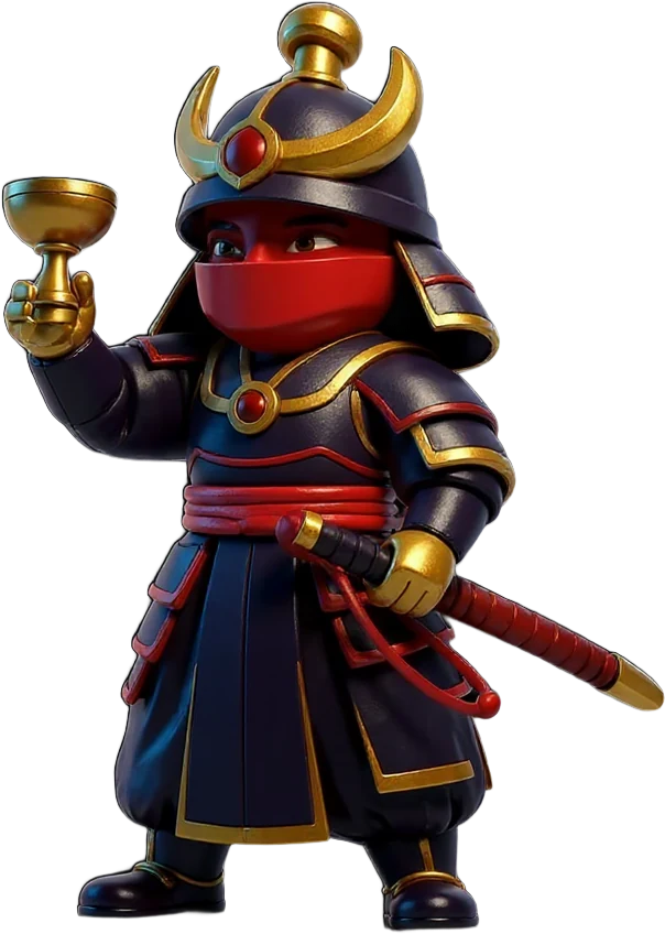 A FastGamesAPI character raising a trophy cup