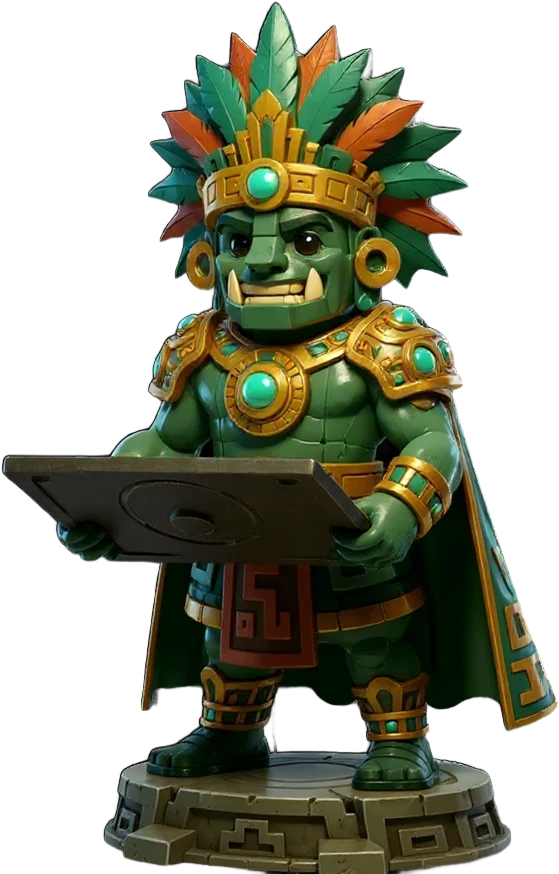 A FastGamesAPI character holding up a plate with a struck mark on it